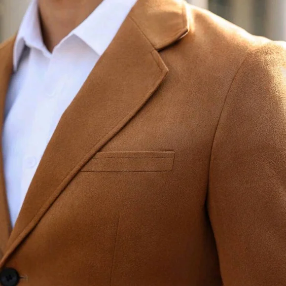 Men's Lapel Neck Long Sleeve Button Front Casual Blazer - Picture 5 of 7